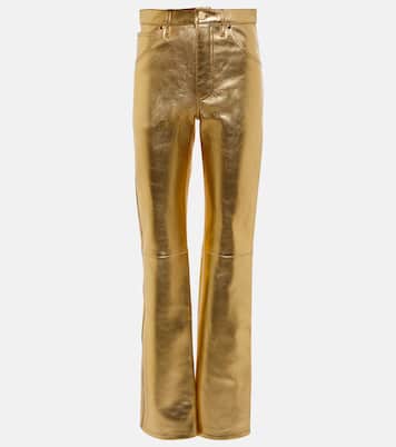 High-rise straight metallic leather pants | Dodo Bar Or