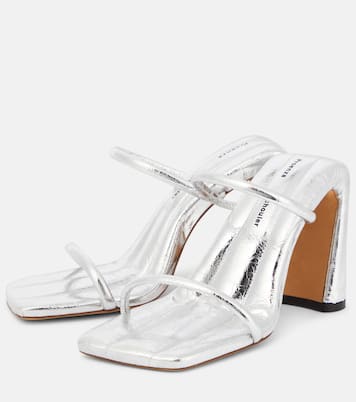 Sandalen Square Slide aus Metallic-Leder | Proenza Schouler