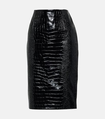 Jupe crayon en cuir embossé | Versace