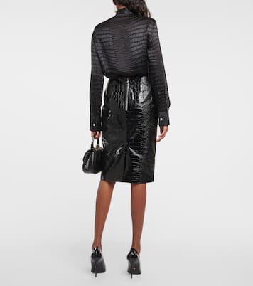 Jupe crayon en cuir embossé | Versace