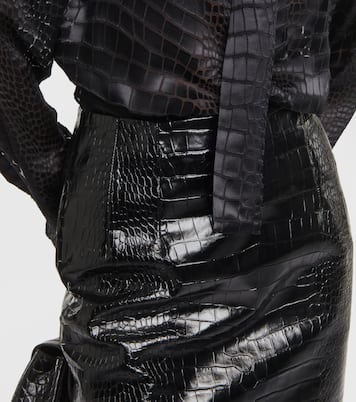 Jupe crayon en cuir embossé | Versace