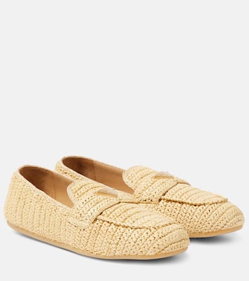 Woven raffia-effect loafers | Prada