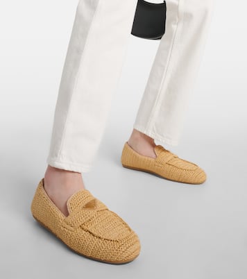 Woven raffia-effect loafers | Prada