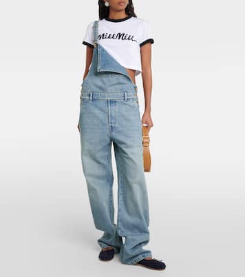 Cardigan cropped in cotone a righe | Miu Miu