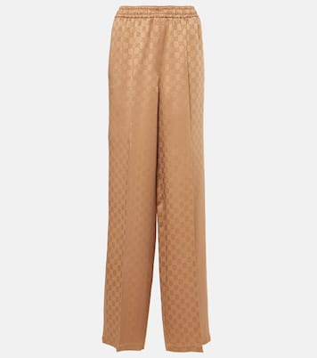 Pantaloni a gamba larga GG in raso | Gucci