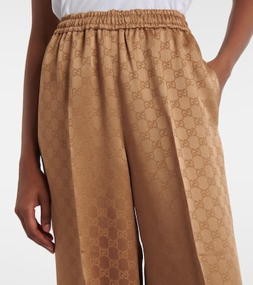 Pantaloni a gamba larga GG in raso | Gucci