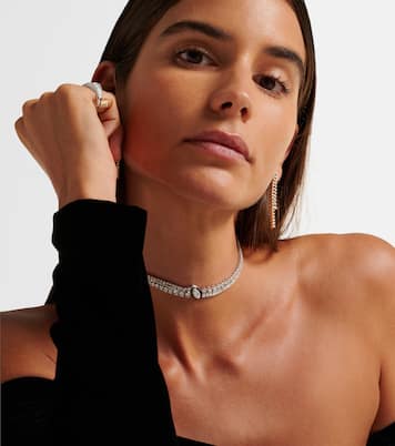 Choker in oro bianco 18kt e smalto con diamanti | Kamyen