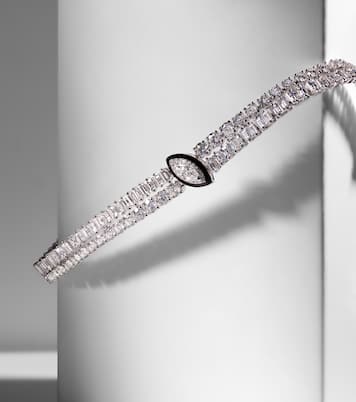 Choker in oro bianco 18kt e smalto con diamanti | Kamyen