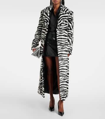 Zebra-print faux fur coat | Rotate