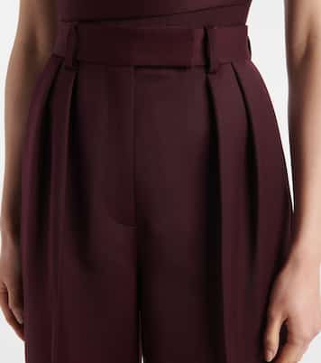 Pantaloni a gamba larga e vita alta in misto lana | Alex Perry