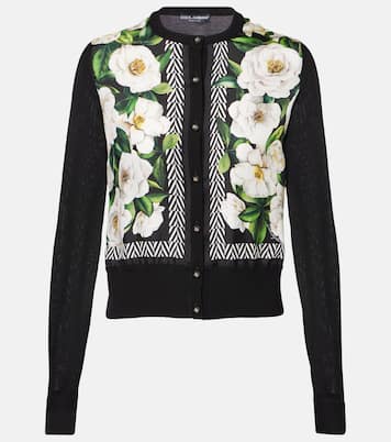 Cardigan in seta con stampa floreale | Dolce&Gabbana