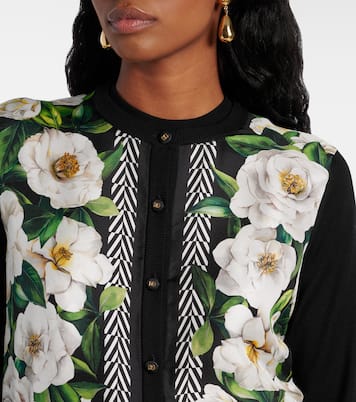 Cardigan in seta con stampa floreale | Dolce&Gabbana