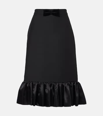 Falda midi de Crepe Couture con satén | Valentino