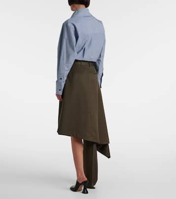 Falda midi asimétrica de lana | Bottega Veneta