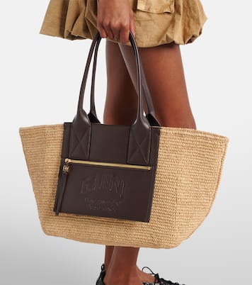 Borsa in rafia con similpelle | Ganni