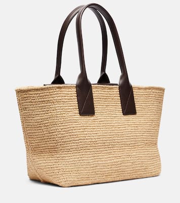 Borsa in rafia con similpelle | Ganni