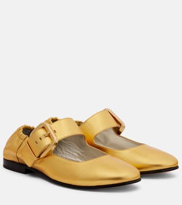 Amy metallic leather Mary Jane flats | Bottega Veneta