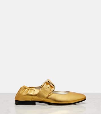 Amy metallic leather Mary Jane flats | Bottega Veneta
