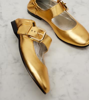 Amy metallic leather Mary Jane flats | Bottega Veneta