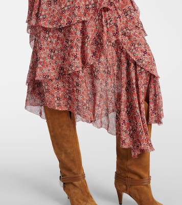 Ruched ruffled floral midi skirt | Marant Etoile