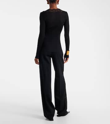 Lace-trimmed semi-sheer silk top | Saint Laurent