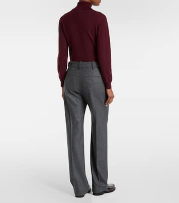 Pleated virgin wool straight pants | Brunello Cucinelli