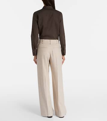Belted wool and cashmere wide-leg pants | Brunello Cucinelli