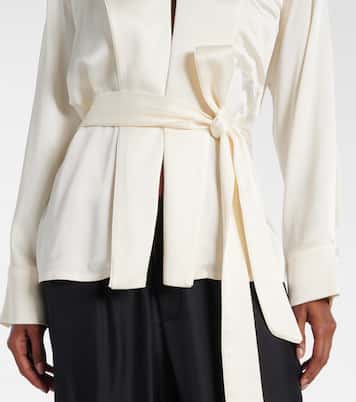 Belted satin wrap top | Victoria Beckham
