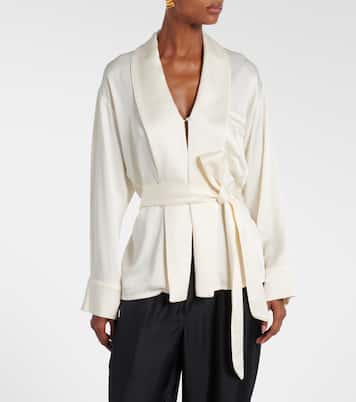 Belted satin wrap top | Victoria Beckham