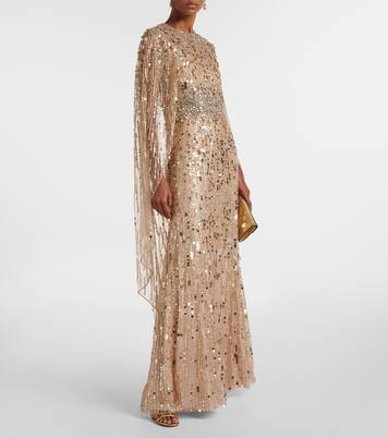 Honey Dew caped embellished gown | Jenny Packham