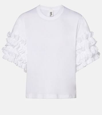 Ruffled cotton T-shirt | Noir Kei Ninomiya