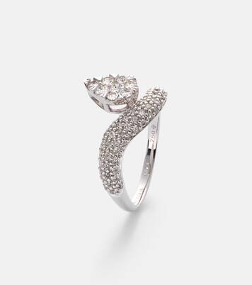 Wave Alliance 18kt white gold ring with diamonds | Persée