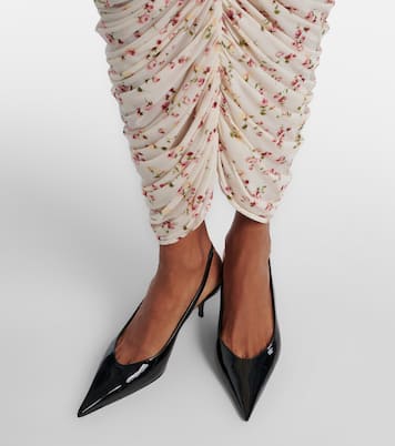 Anok 55 patent leather slingback pumps | Amina Muaddi