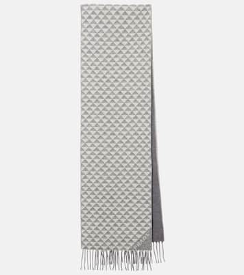 Logo wool and cashmere jacquard scarf | Prada