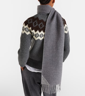 Logo wool and cashmere jacquard scarf | Prada