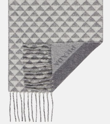 Logo wool and cashmere jacquard scarf | Prada
