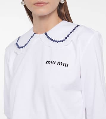 Top cropped in jersey di cotone | Miu Miu
