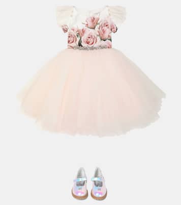 Bedrucktes Kleid mit Tüll | Monnalisa