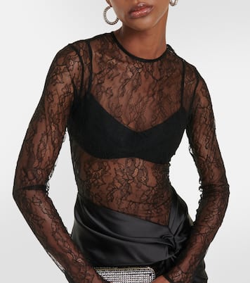 Draped lace and satin maxi dress | Rasario