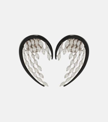 Boucles d'oreilles Angel Wings en or blanc 18 ct, diamants et émail | Kamyen