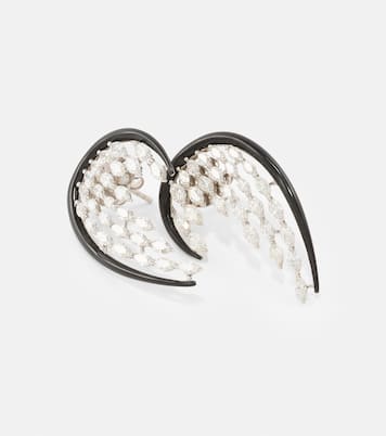 Boucles d'oreilles Angel Wings en or blanc 18 ct, diamants et émail | Kamyen