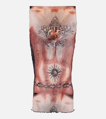 Tattoo Collection mesh midi skirt | Jean Paul Gaultier