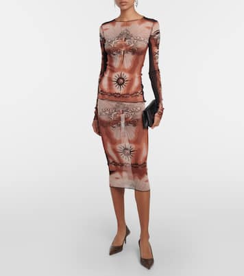 Tattoo Collection mesh midi skirt | Jean Paul Gaultier