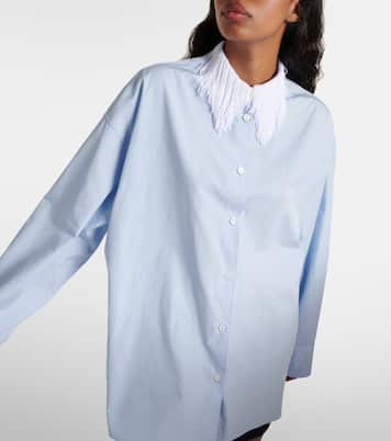 Camisa de popelín de algodón con flecos | Prada