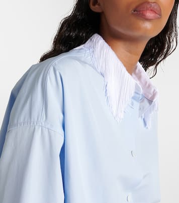 Camisa de popelín de algodón con flecos | Prada