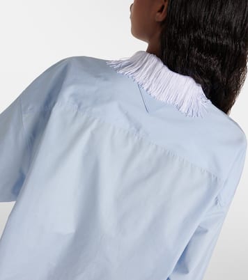 Camisa de popelín de algodón con flecos | Prada
