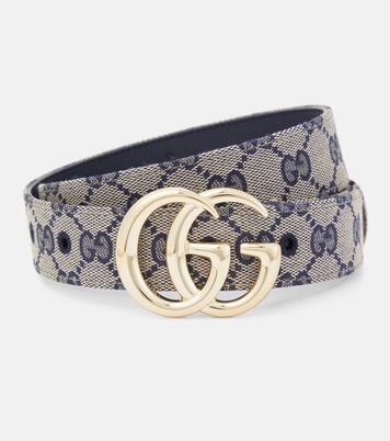 GG Marmont leather belt in blue Gucci Mytheresa