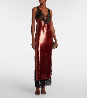 Lace-trimmed sequined gown | The New Arrivals Ilkyaz Ozel