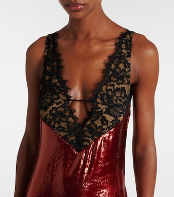 Lace-trimmed sequined gown | The New Arrivals Ilkyaz Ozel