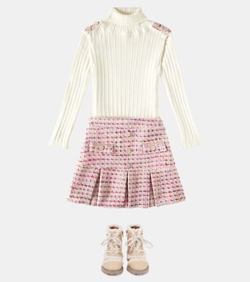 Ribbed-knit sweater and tartan skirt set | Patachou